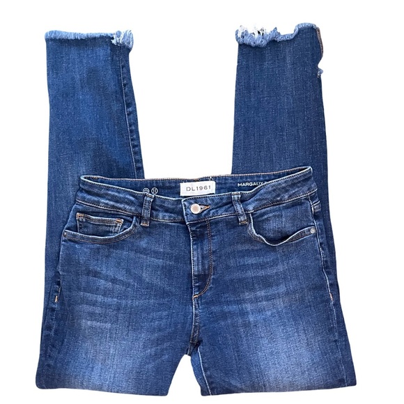DL 1961 Margaux Instasculpt Mid Rise Ankle Skinny Jeans Frayed Angle Hem Size 29 - Picture 5 of 15